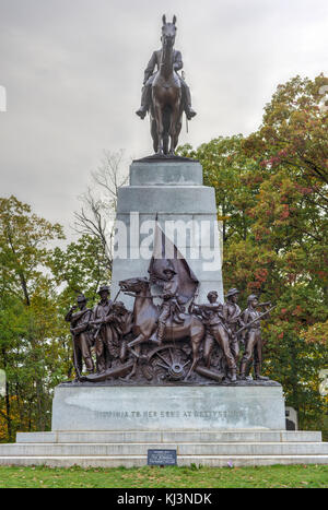 Denkmal an der Gettysburg National Military Park, Pennsylvania. Stockfoto