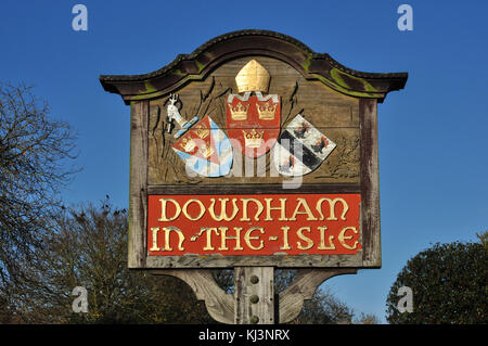 Ortsschild, wenig Downham, in der Nähe von Ely, Cambridgeshire, England, Großbritannien Stockfoto