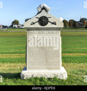 8 Illinois Kavallerie Denkmal an der Gettysburg National Military Park, Pennsylvania. Stockfoto