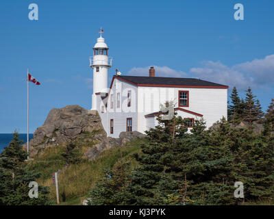 Hummer Cove Head Lighthouse, Rocky Harbour, Gros Morne National Park, Neufundland, Kanada. Stockfoto