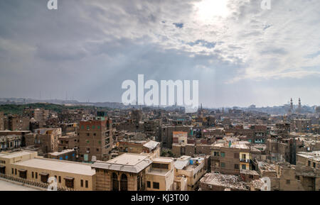 Blick auf Kairo, Ägypten von der Zitadelle von Saladin. Stockfoto