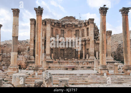 Das nymphäum in Jerash, Jordanien, Jerash ist der Ort der Ruinen des griechisch-römischen Stadt Gerasa. Stockfoto