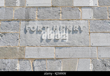 Fort Henry, 1832 brick. Eingang Henry National Historic Site in Kingston, Ontario, Kanada zu fort. Stockfoto