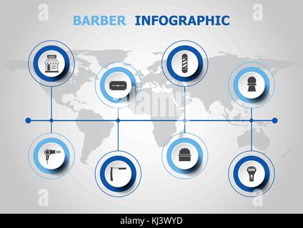 Infografik Design mit Friseur- Symbole, Vektor Stock Vektor