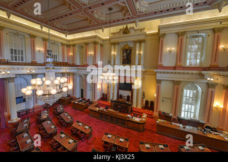 Sacramento, Kalifornien - 31. Mai 2014: Eine leere Senat Kammer in der California State Capitol Building am 31. Mai 2014 in Sacramento, Kalifornien Stockfoto