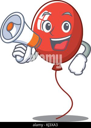 Mit megafon Ballon Charakter Cartoon Stil Stock Vektor