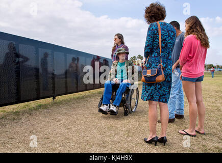 Vietnam Krieg in Vietnam Veterans Memorial Reisen Wand, Rockport, Texas, United States. Stockfoto