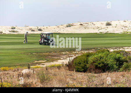 Golfspieler auf 17 km Fahrt in Kalifornien Stockfoto