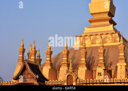 Goldenen stupa Pha That Luang Prabang, Vientiane Laos Stockfoto
