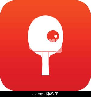 Schläger und Ball zum Spielen Tischtennis Symbol digital Rot Stock Vektor