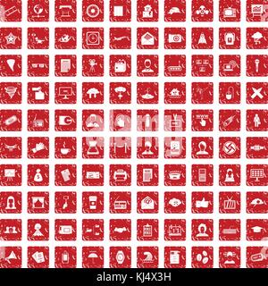 100 Journalist Icons Set grunge Rot Stock Vektor