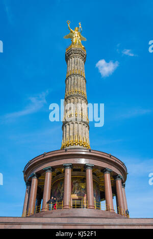 Berlin Siegessaule, Blick auf die Siegessaule-Siegessäule im Tiergarten, Berlin, Deutschland. Stockfoto