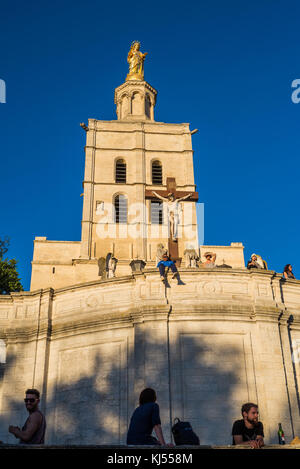 Notre Dames des Domes Kirche in der Nähe der Päpstlichen Palast, Provence, Frankreich, Europa. Stockfoto