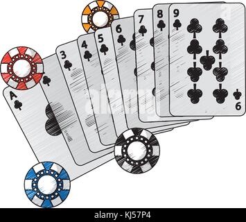 Karten mit Chips casino ähnliche Symbole Bild Stock Vektor