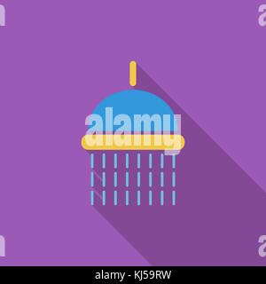 Dusche-Symbol. Flache Vektor zugehörige Symbol mit langen Schatten für Web und mobile Anwendungen. Es ist einsetzbar als - Infografik-Element, Symbol, Piktogramm, Logo Stock Vektor