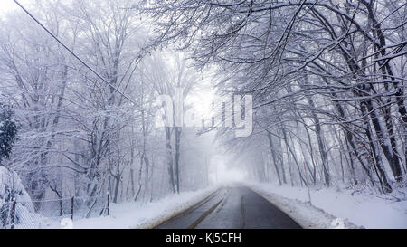 Straße im Schnee Stockfoto