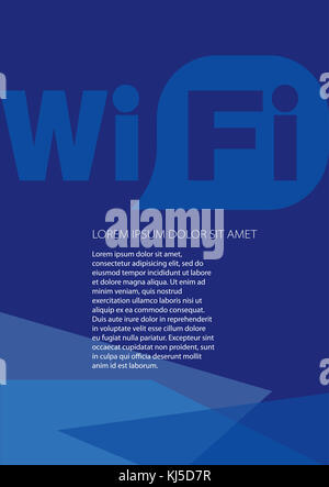 WIFI-Internet-Vorlage, Cover-Design, Flyer in A4 mit Hintergrund für Konstruktionskonzept. Stockfoto