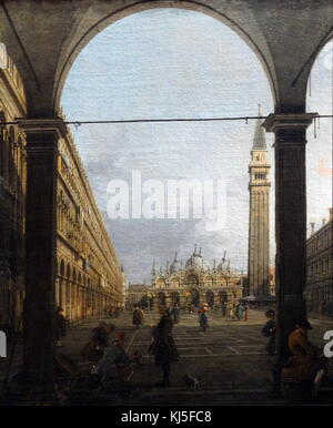 Gemälde mit dem Titel 'von Venedig: die Piazza San Marco' von Canaletto (1697-1768), ein italienischer Maler. Vom 18. Jahrhundert Stockfoto