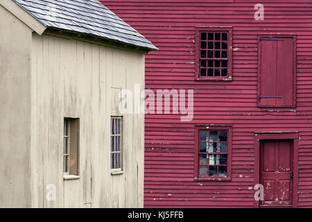 Rote Scheune Detail, Hancock Shaker Village, Massachusetts, USA Stockfoto