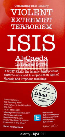 Anti-islamistischen Extremismus und anti-terror Propaganda Flugblatt, England 2017, in den Tagen nach dem 22. Mai 2017, Selbstmord, an der Manchester Arena in Manchester, England durchgeführt, nach einem Konzert der amerikanischen Sängerin Ariana Grande. Stockfoto