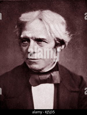 Michael Faraday 1791 - 1867; Englische Wissenschaftler, die die Studie des Elektromagnetismus und der Elektrochemie beigetragen. Seine wichtigsten Entdeckungen gehören Grundlagen der elektromagnetischen Induktion, diamagnetismus und Elektrolyse. Stockfoto