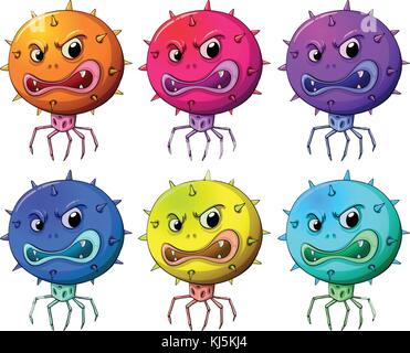 Abbildung: scary Monster mit Dornen auf weißem Hintergrund Stock Vektor