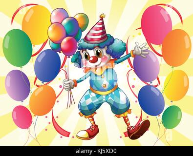 Abbildung: ein Clown mit Luftballons Stock Vektor