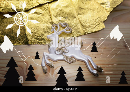 Abstrakte Landschaft der Hirsche in den Bergen Stockfoto