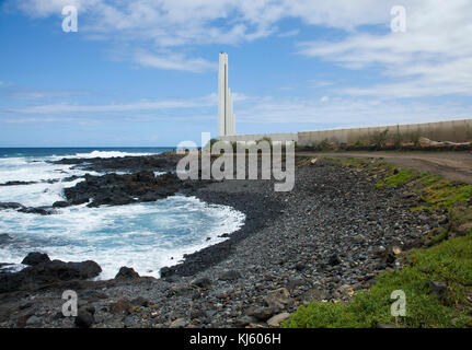 Faro de Punta del Hidalgo, futuristischen Leuchtturm von Punta del Hidalgo, im Norden der Insel, Teneriffa, Kanarische Inseln, Spanien Stockfoto