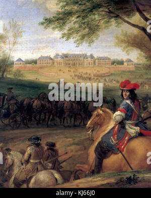 Adam Frans Van der Meulen - Ludwig XIV. in Versailles mit seinen Bodyguards, 1669 Stockfoto