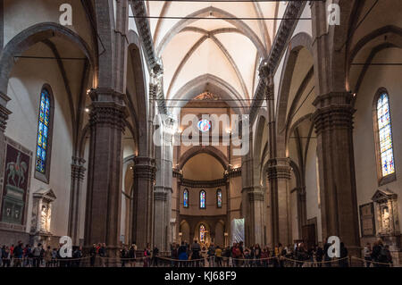 Innenraum der Kathedrale Santa Maria del Fiore in Florenz. Stockfoto