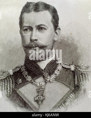 Prinz Heinrich von Preußen (1862-1929). Jüngere Bruder des deutschen Kaisers Wilhelm II. und Prinz von Preußen. Er war auch ein Enkel von Königin Victoria. Porträt. Gravur, 1891. Stockfoto