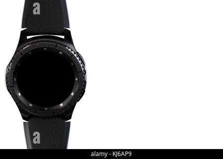 Smart watch mit einem leeren wählen auf weißem Hintergrund Stockfoto