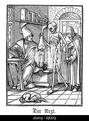 HANS HOLBEINS Totentanz einen Druck aus der gravierten 1526-Serie zeigt