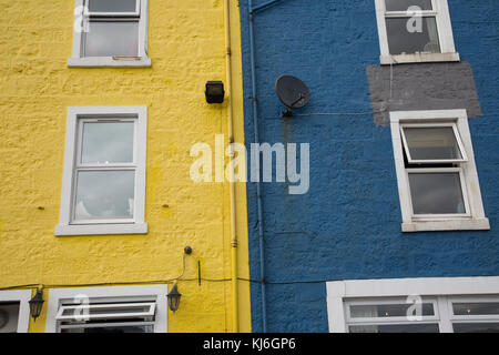 Bunte Häuser auf Kai tobermory mull Inneren Hebriden Schottland Stockfoto