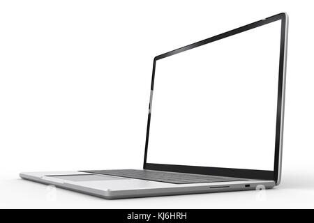 3D-Rendering leerer Bildschirm computer notebook auf weißem Hintergrund Stockfoto