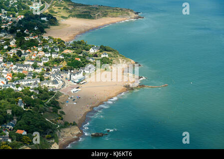 Saint-Nazaire (Frankreich): "Plage de Monsieur Hulot' (Mr Hulot's Beach) in Saint-Marc-sur-Mer, entlang der Küsten von Saint-Nazaire Stockfoto