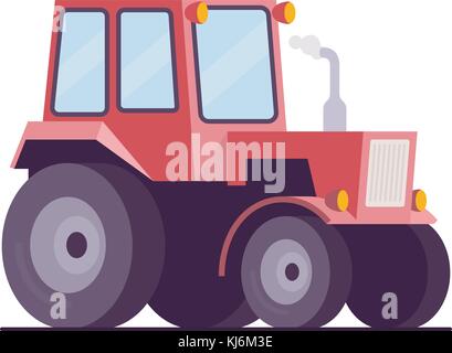 Roter Traktor Cartoon Illustration isoliert auf grünem Hintergrund