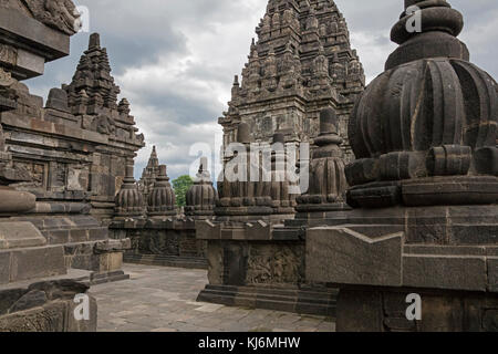 Prambanan/rara jonggrang, 9. Jahrhundert hinduistischen Tempelanlagen in Central Java und die größte hinduistische Tempelanlage in Indonesien Stockfoto