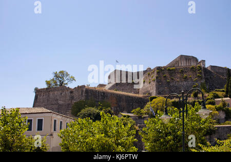 Blick auf Korfu (Kerkyra) Festung. Es ist eine Insel von Griechenland Nordwestküste im Ionischen Meer. Das kulturelle Erbe spiegelt Jahre unter der Venezianischen verbracht, Stockfoto