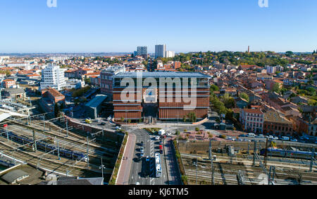 Luftbild von einer öffentlichen Bibliothek in Toulouse Stockfoto