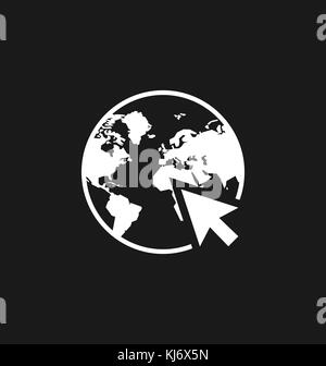 Klicken Sie auf Web Internet Symbol/Zeichen im flachen Stil isoliert. Earth Globus Symbol für Ihre Webseite, Logo, App, ui Design. Vector Illustration. Stock Vektor