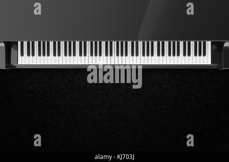 Draufsicht auf Schwarz glänzend Grand Piano keys. Stockfoto