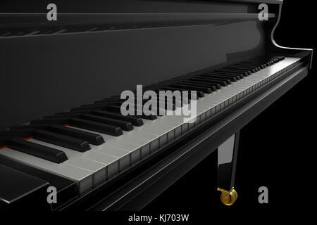 Luxus schwarzes Klavier in der dunklen Szene. 3D-Render Abbildung. Stockfoto