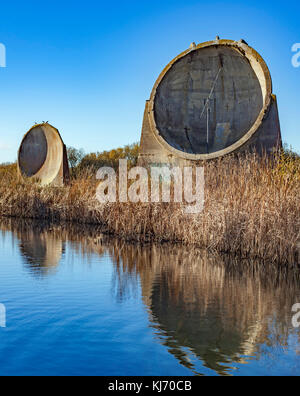 Der 20- und 30-Fuß-akustischen Sound Mirrors auf Denge. Stockfoto