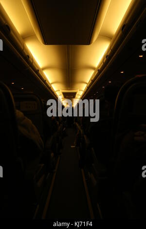 Kabine Licht in einem Flugzeug Stockfoto