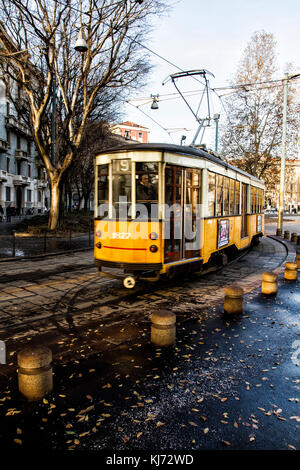 Straßenbahn im Viertel Porta Sempione. Mailand, Provinz Mailand, Italien. Stockfoto