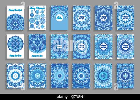 Frohes neues Jahr Weihnachtskarten Mandala Design Stock Vektor