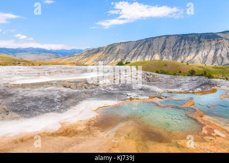 Mineral Hot Pools des Yellowstone National Park. Mammoth Hot Springs. Stockfoto