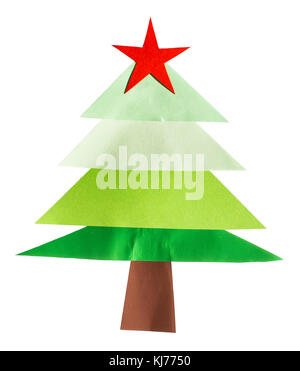 Weihnachten Pine Tree aus Papier. Isolierte origami Weihnachtsbaum auf Weiß Stockfoto
